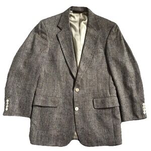 Vtg 80s Nordstrom 100% Silk Summer Tweed Sport Coat Men 40R Tan Gray Made in USA